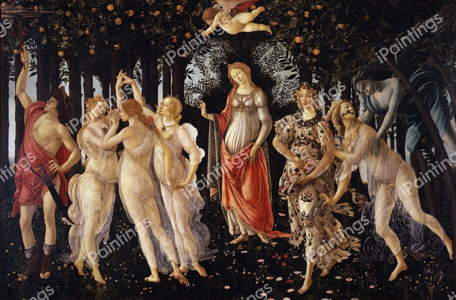 La Primavera. The painting by Sandro Botticelli