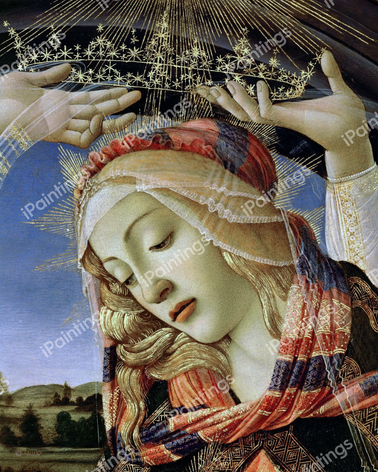 Magnificat Madonna (detail). The painting by Sandro Botticelli