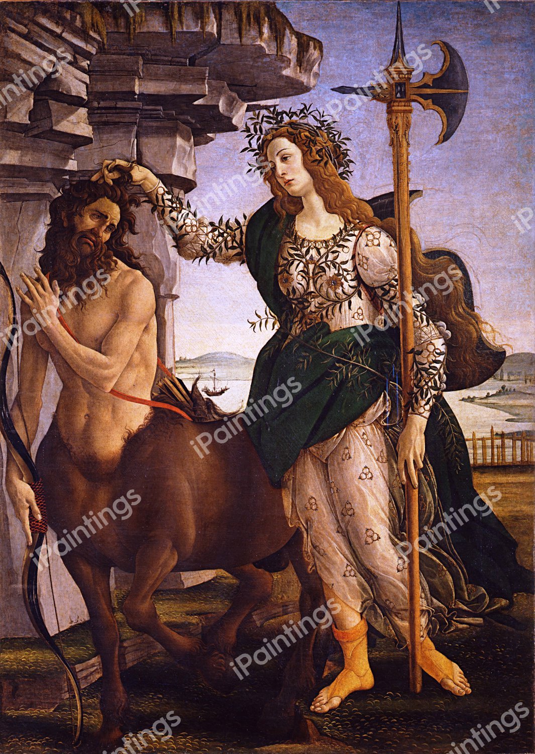 Pallas and the Centaur. The painting by Sandro Botticelli