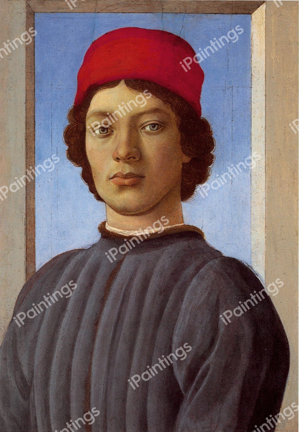 Portrait of a Young Man with Red Cap. The painting by Sandro Botticelli