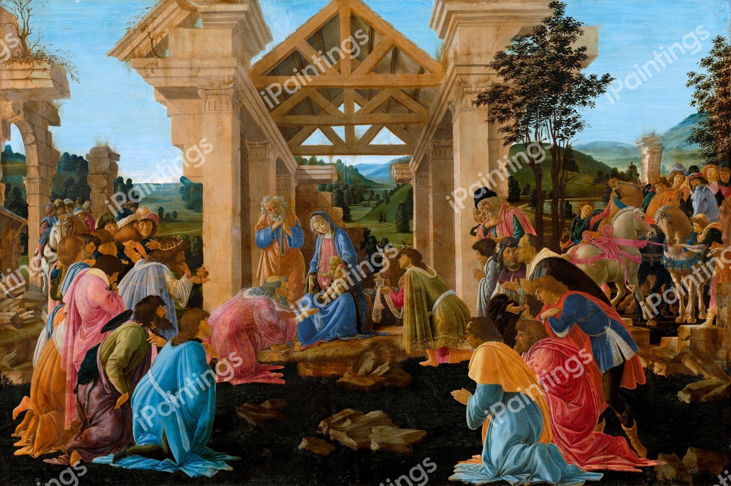 The Adoration of the Magi. The painting by Sandro Botticelli