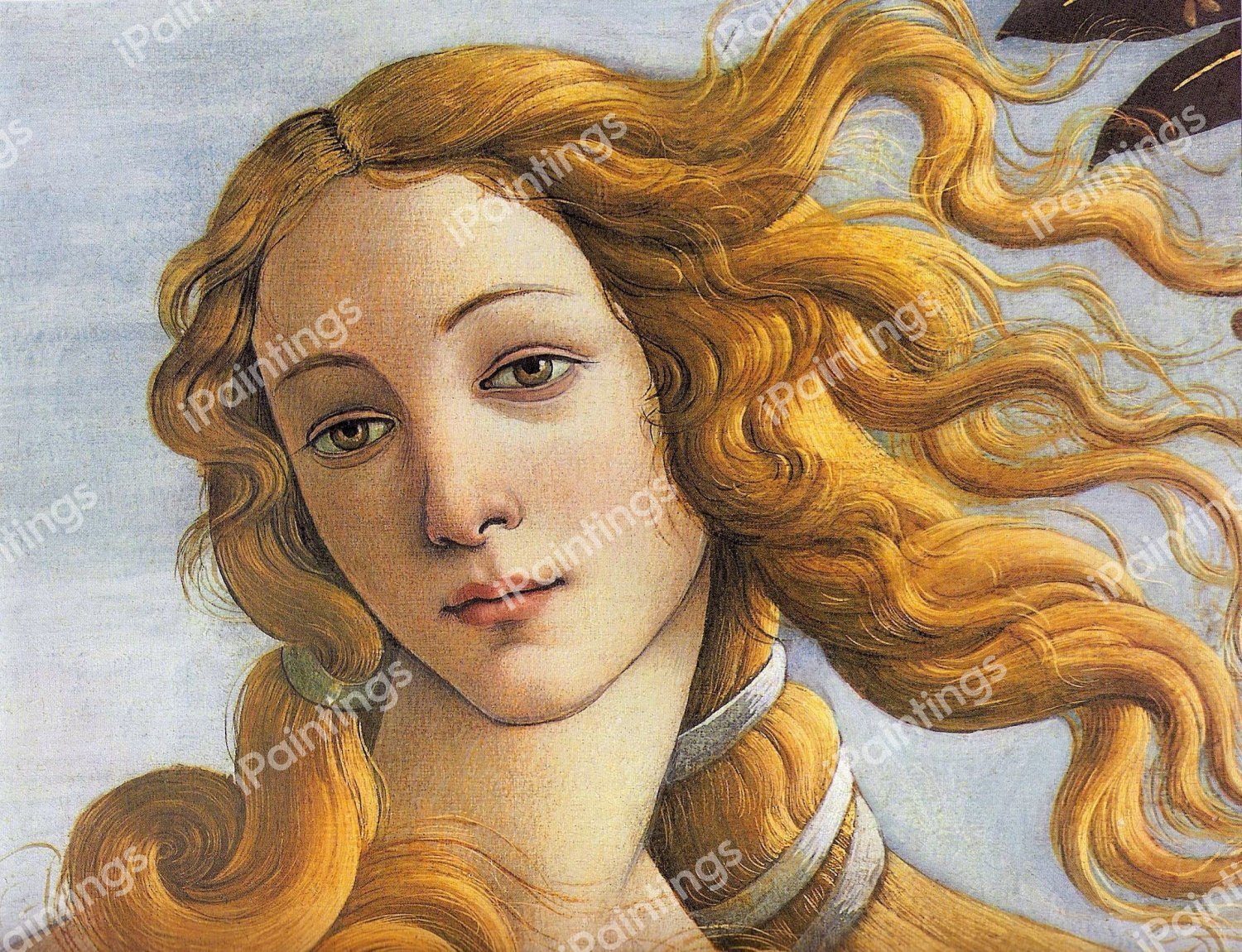 The Birth of Venus (detail). The painting by Sandro Botticelli
