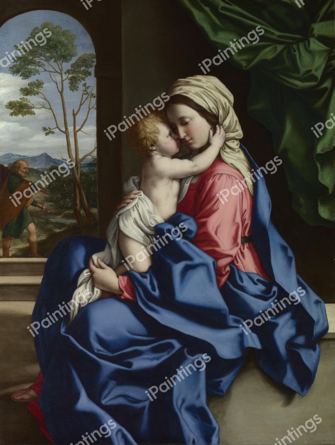 The Virgin and Child Embracing. The painting by Sassoferrato