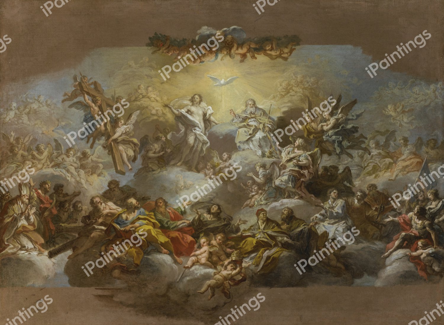 The Holy Trinity and Saints in Glory. The painting by Sebastiano Conca