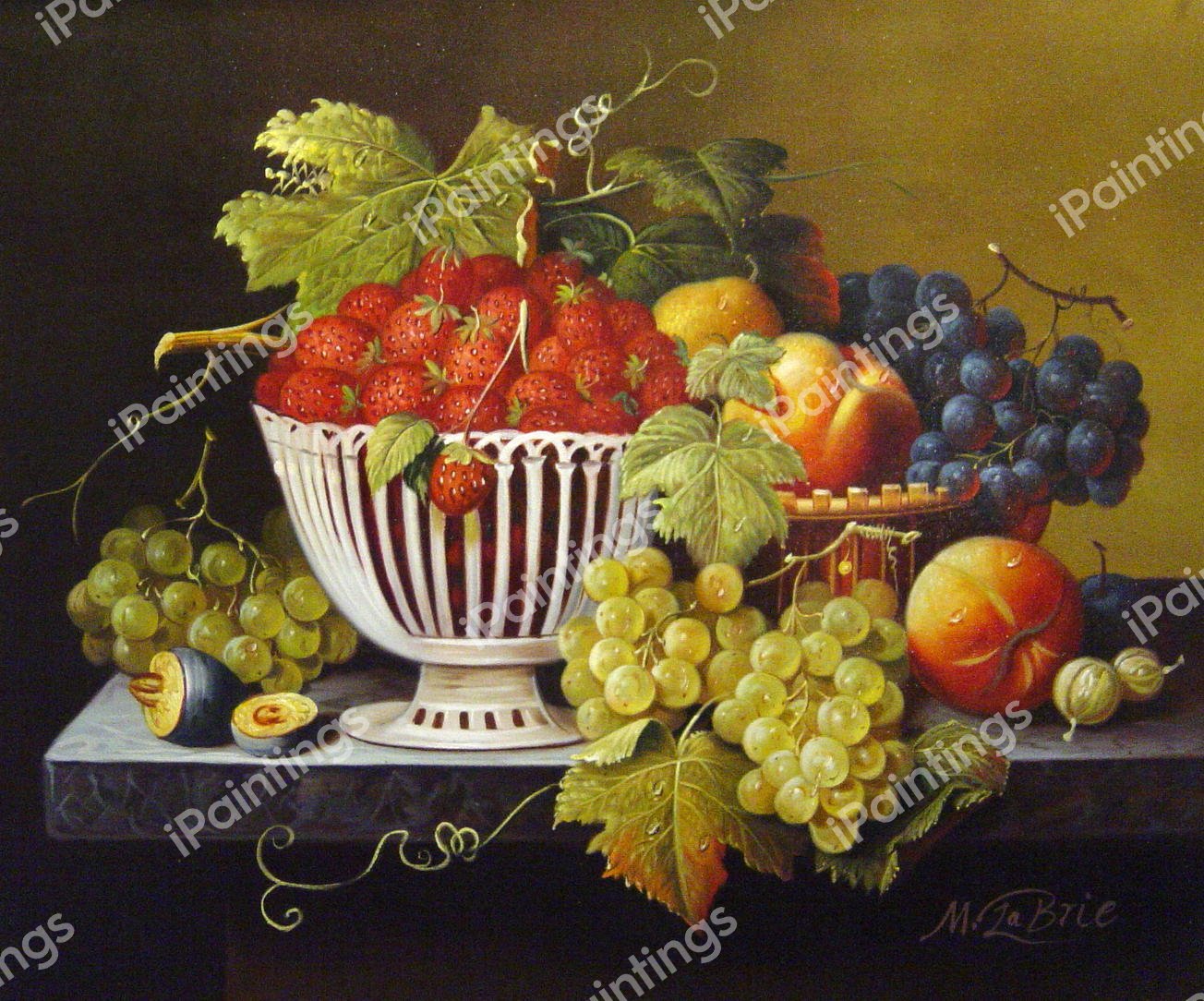 Still Life With Strawberry Basket. The painting by Severin Roesen