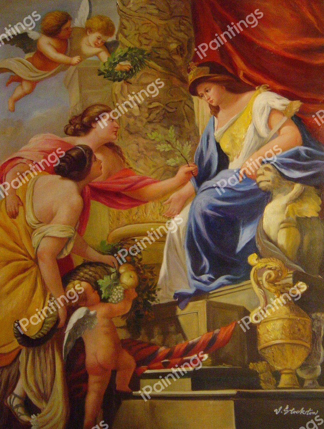 Prudence Leading Peace And Abundance. The painting by Simon Vouet