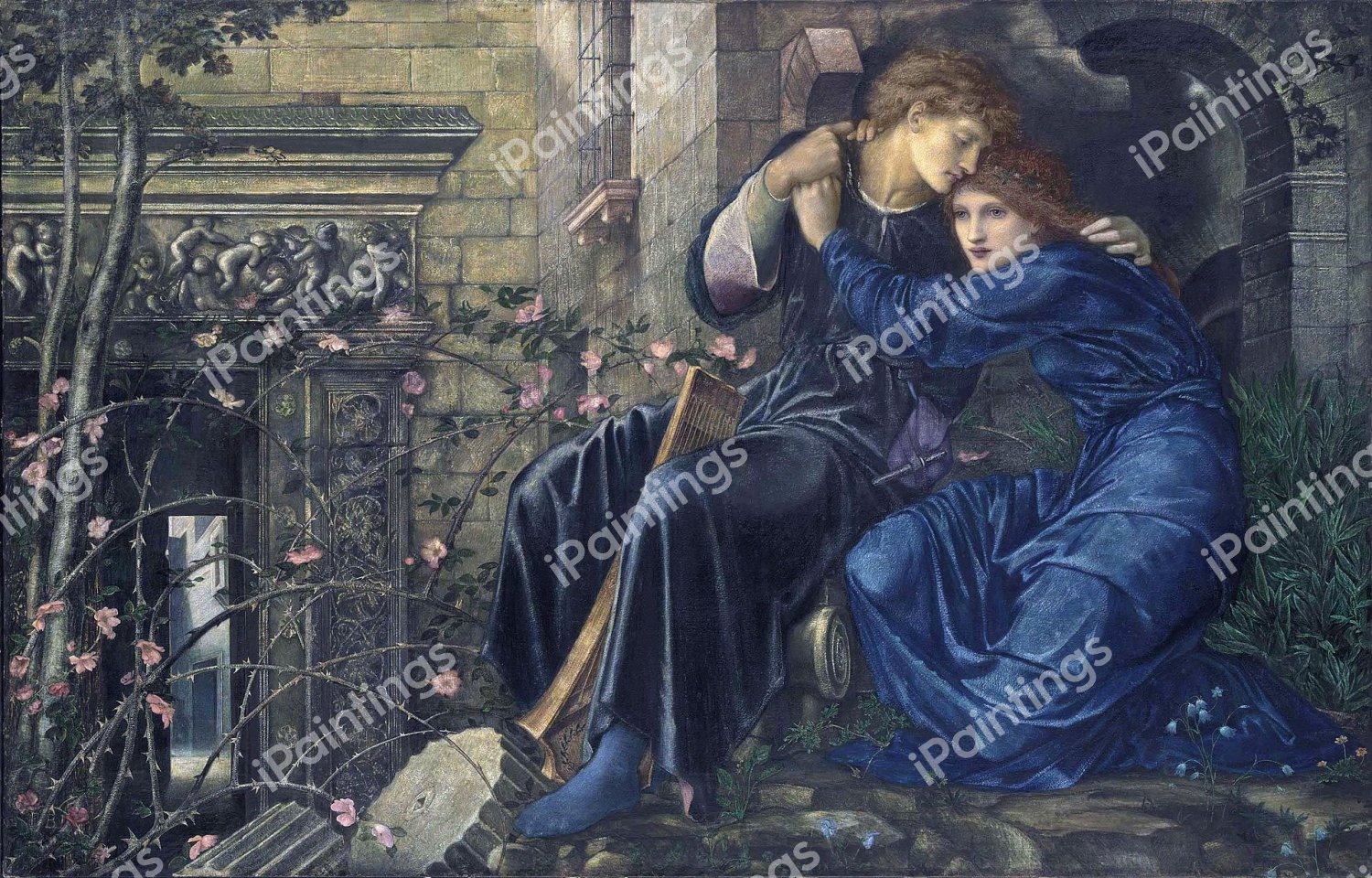 Love Among the Ruins. The painting by Sir Edward Coley Burne-Jones