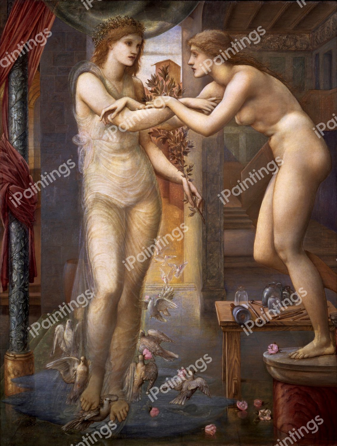 Pygmalion and the Image - The Godhead Fires. The painting by Sir Edward Coley Burne-Jones