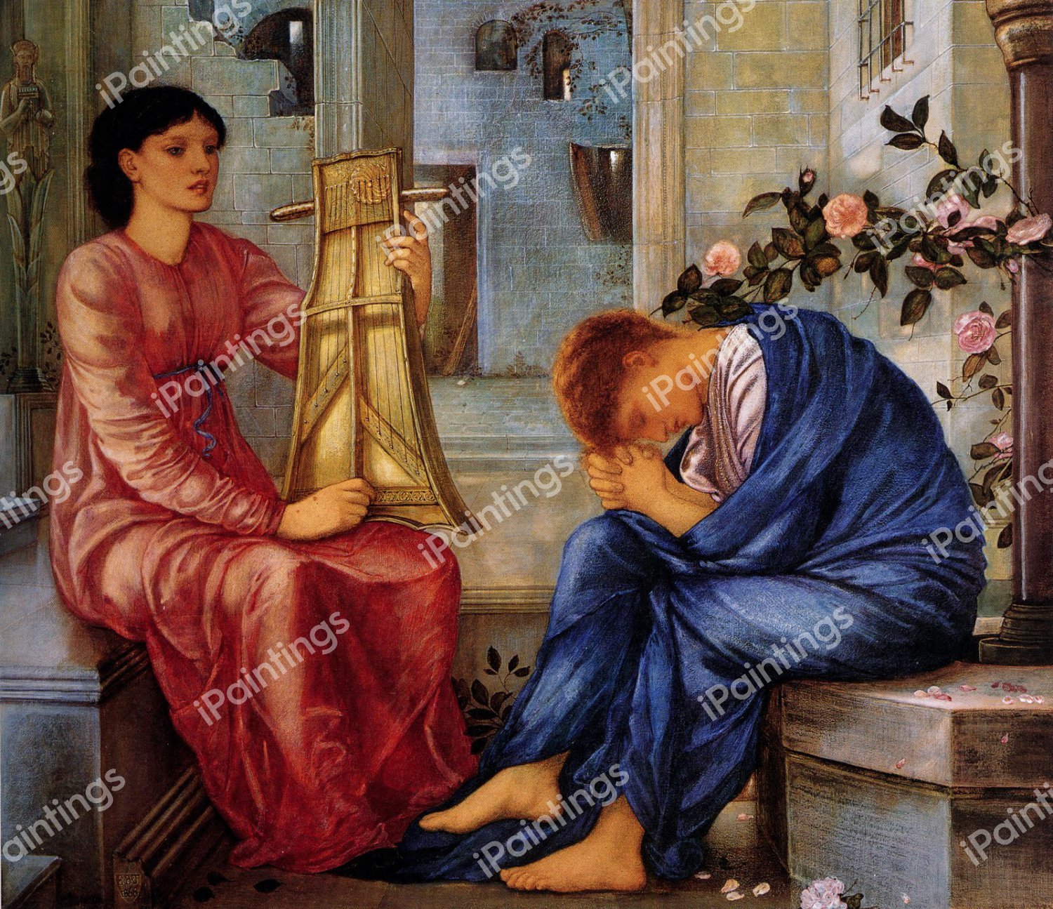 The Lament. The painting by Sir Edward Coley Burne-Jones