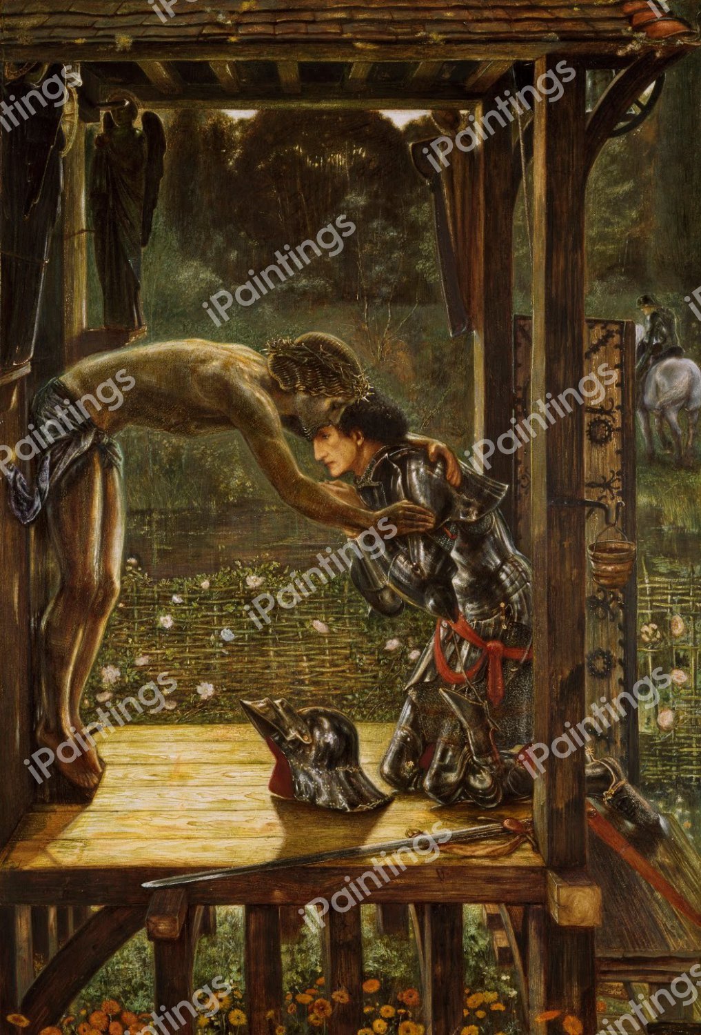 The Merciful Knight. The painting by Sir Edward Coley Burne-Jones
