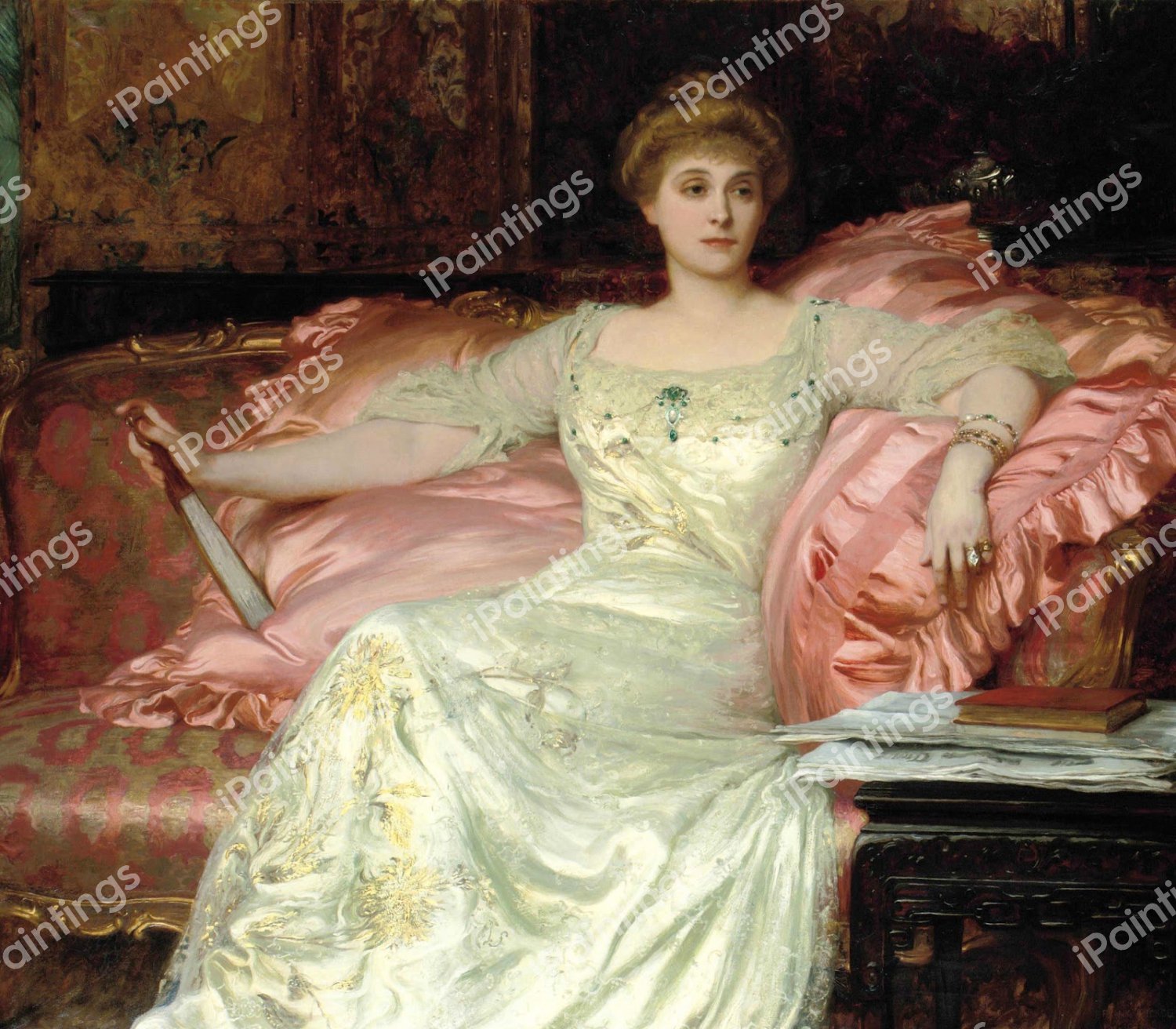 Portrait of Mrs W. K. D'Arcy, 1902. The painting by Sir Frank Dicksee