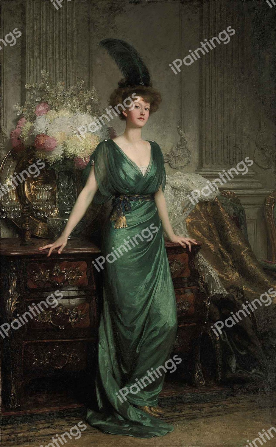 Portrait of the Hon. Mrs Ernest Guinness, 1912. The painting by Sir Frank Dicksee