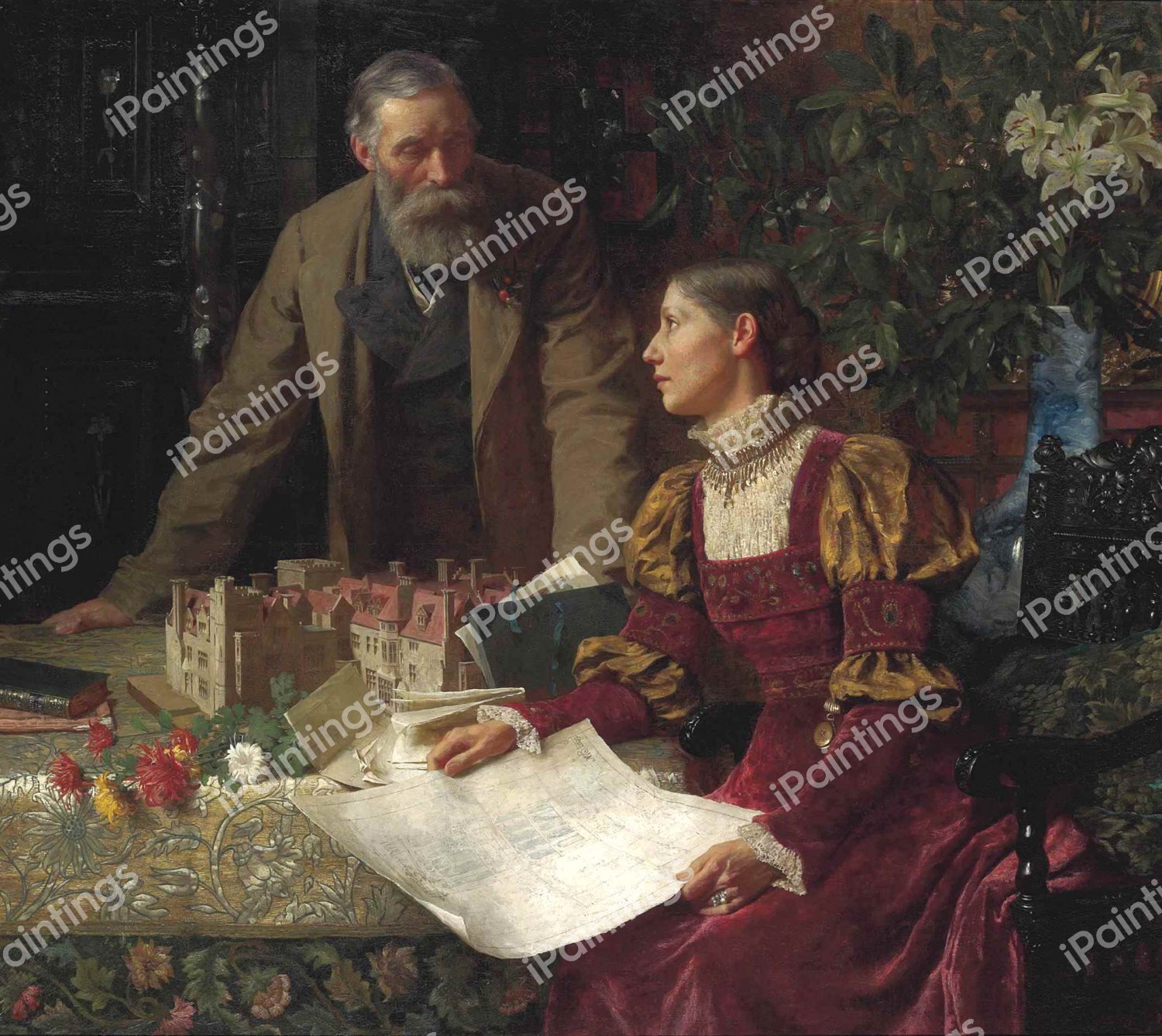 The House Builders, 1880. The painting by Sir Frank Dicksee