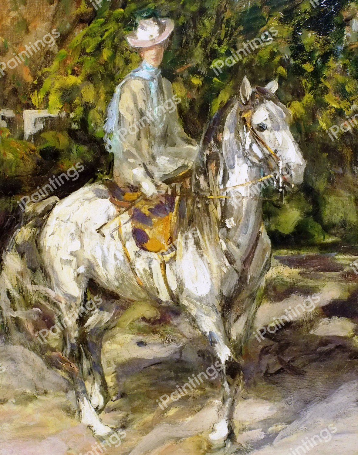 A Lady on Horseback, Tangier, Hazel. Lady Lavery, 1920. The painting by Sir John Lavery