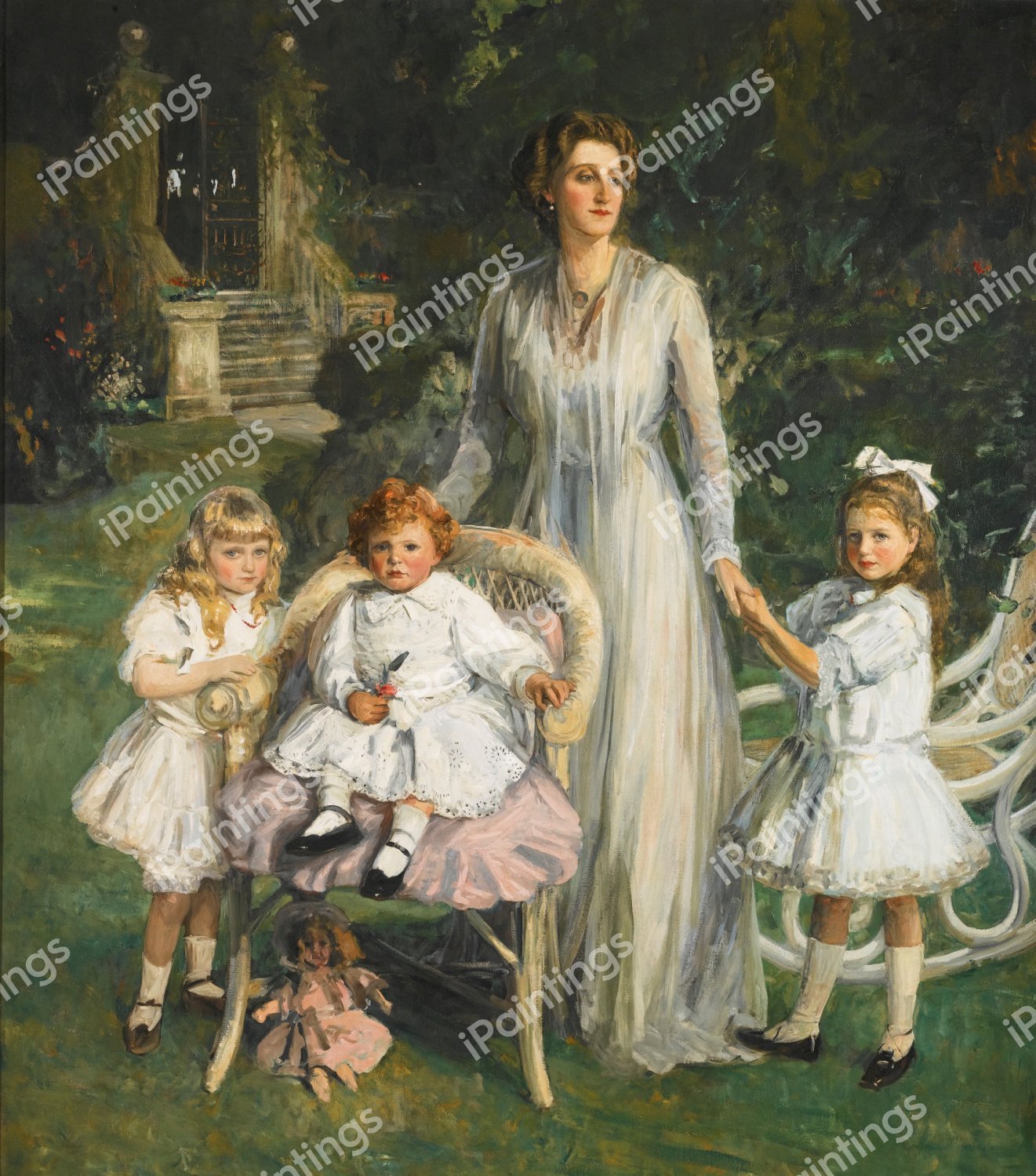 Archibald Benn Duntley Maconochie with His Mother and Sisters, 1908. The painting by Sir John Lavery