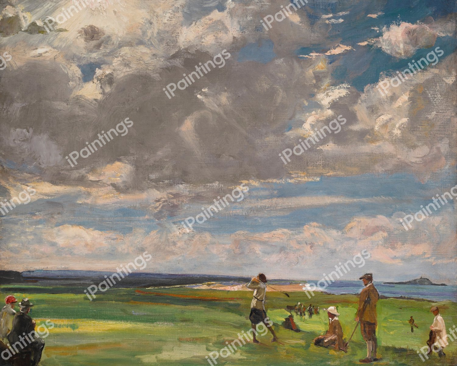 The Golf Links, North Berwick, 1921. The painting by Sir John Lavery