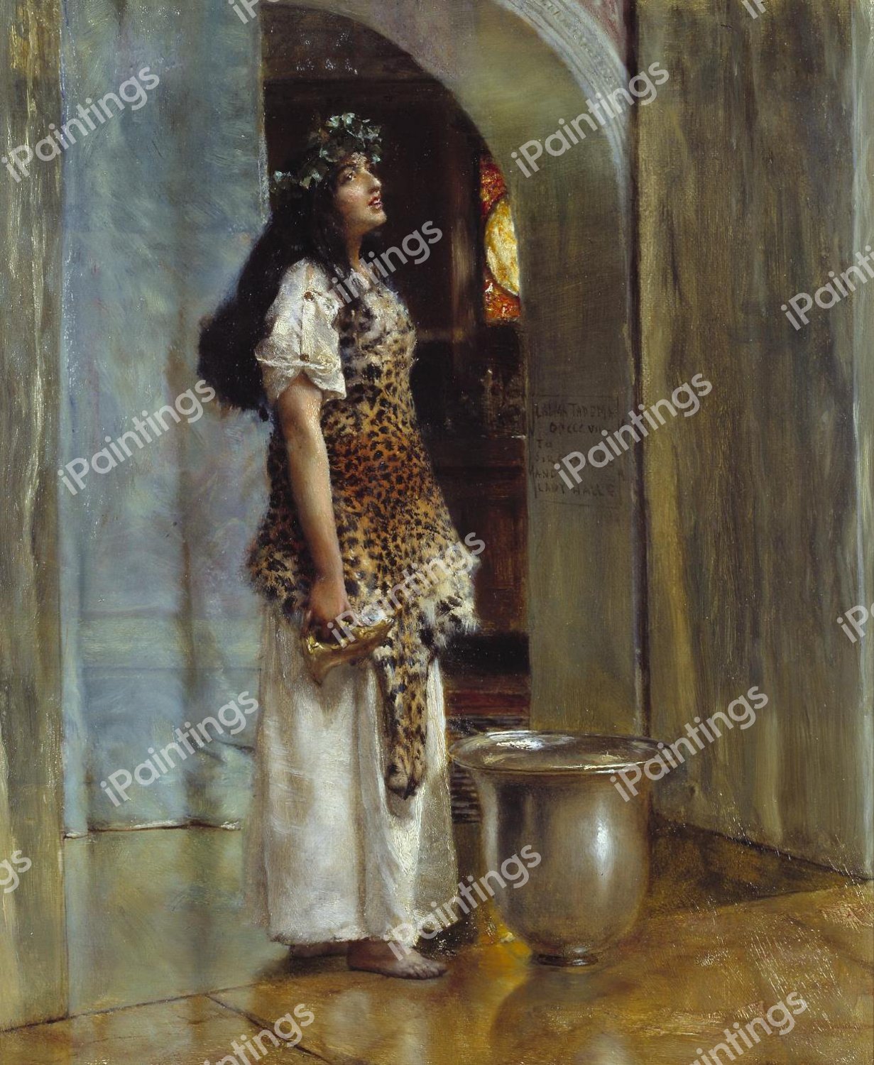 A Priestess of Apollo. The painting by Sir Lawrence Alma-Tadema