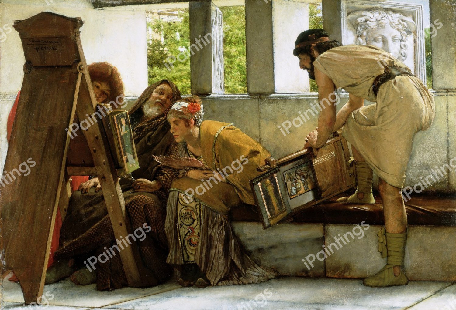 A Roman Studio. The painting by Sir Lawrence Alma-Tadema