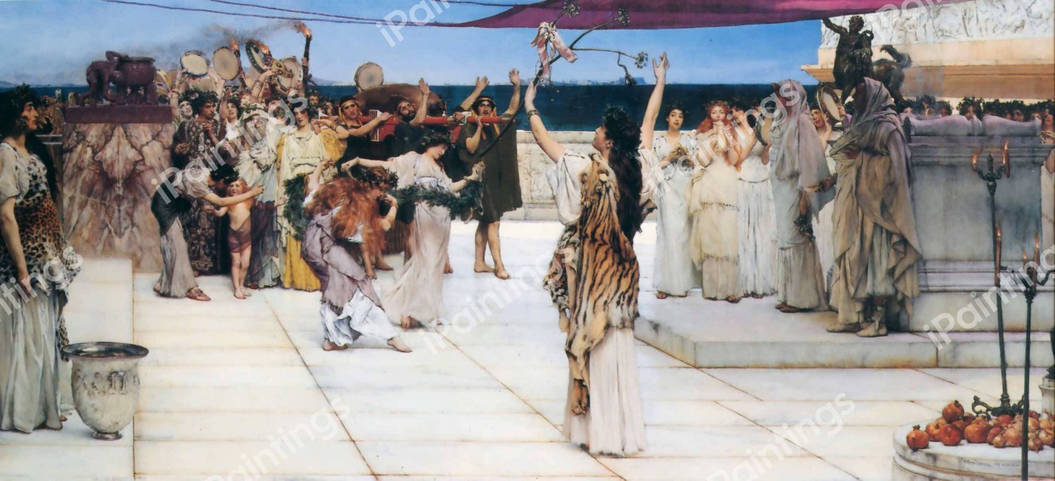 Dedication to Bacchus. The painting by Sir Lawrence Alma-Tadema