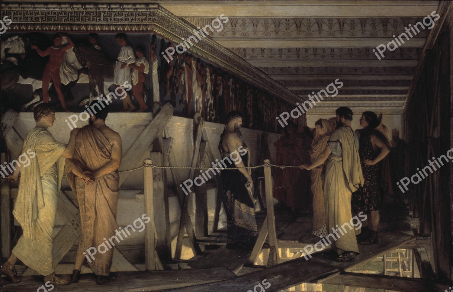 Pheidias and the Frieze of the Parthenon. The painting by Sir Lawrence Alma-Tadema