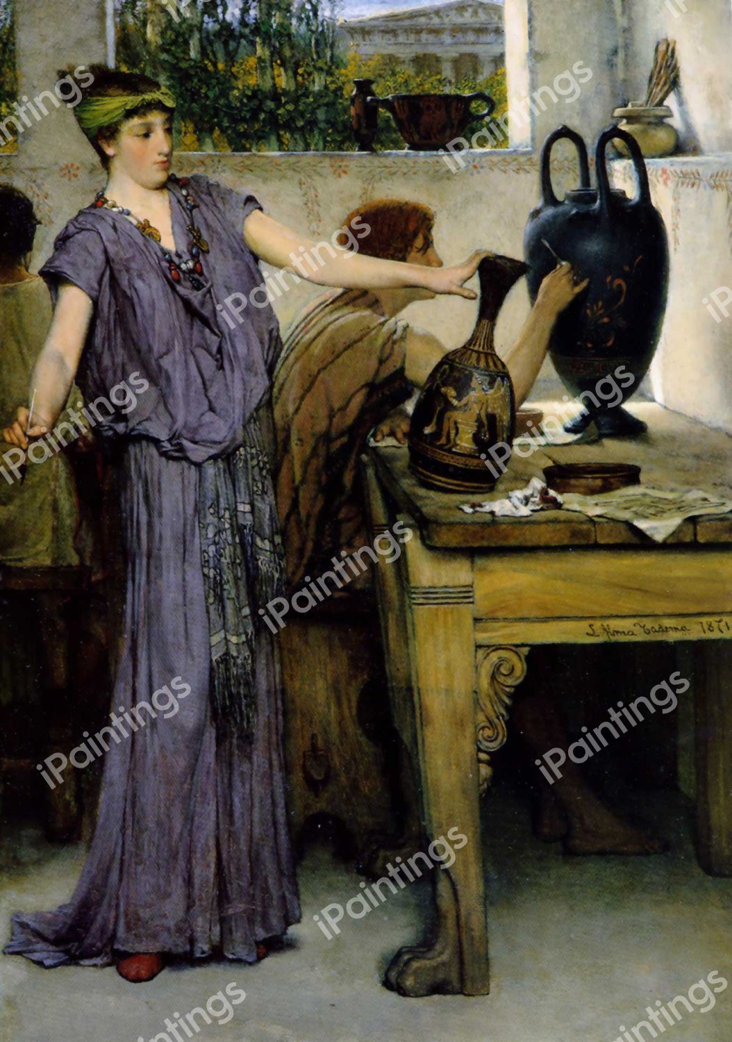 Pottery Painting. The painting by Sir Lawrence Alma-Tadema