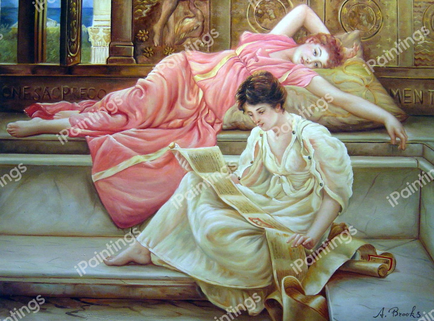 The Favorite Poet. The painting by Sir Lawrence Alma-Tadema