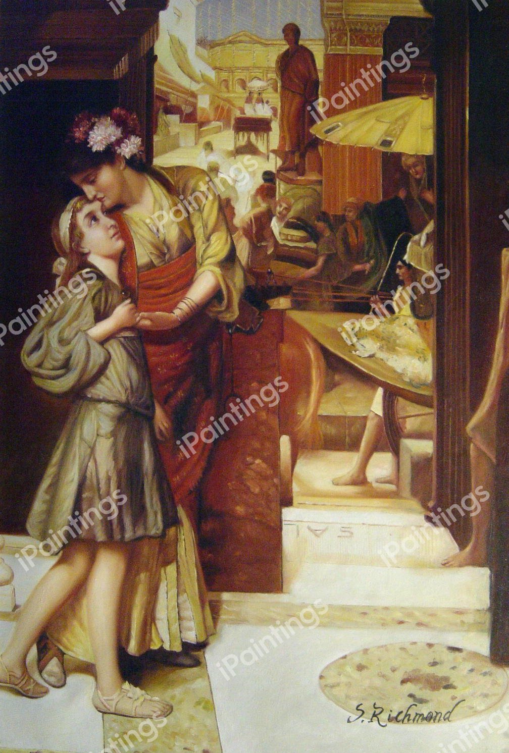 The Parting Kiss. The painting by Sir Lawrence Alma-Tadema