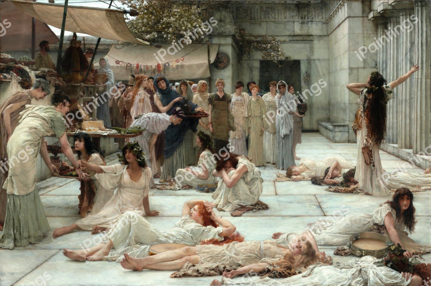 Women of Amphissa. The painting by Sir Lawrence Alma-Tadema