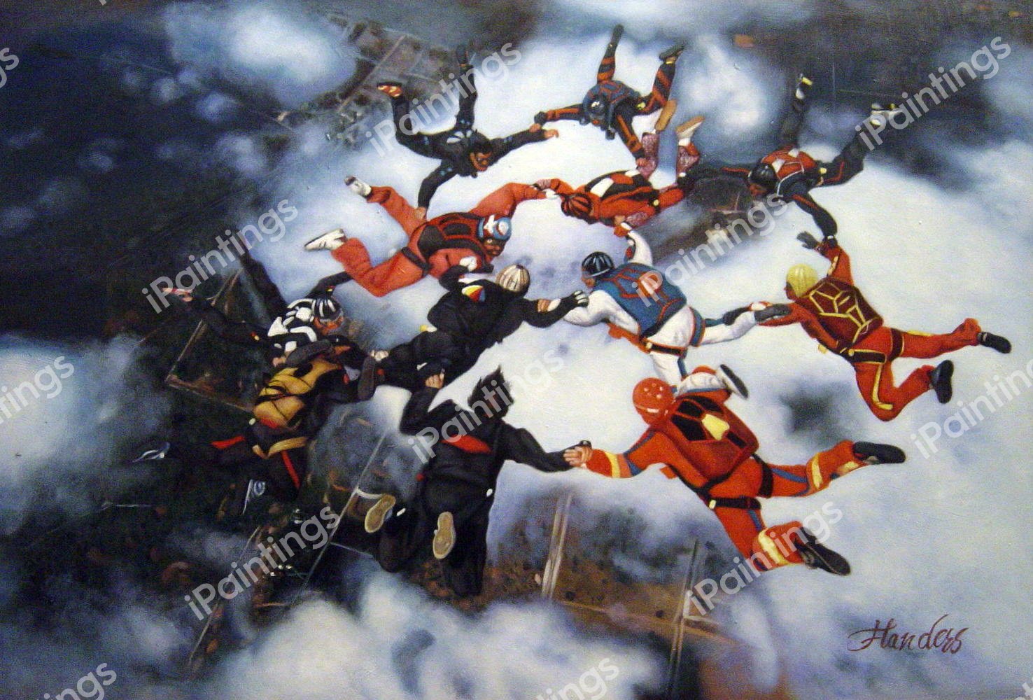 Sky Diving Excitement. The painting by Our Originals