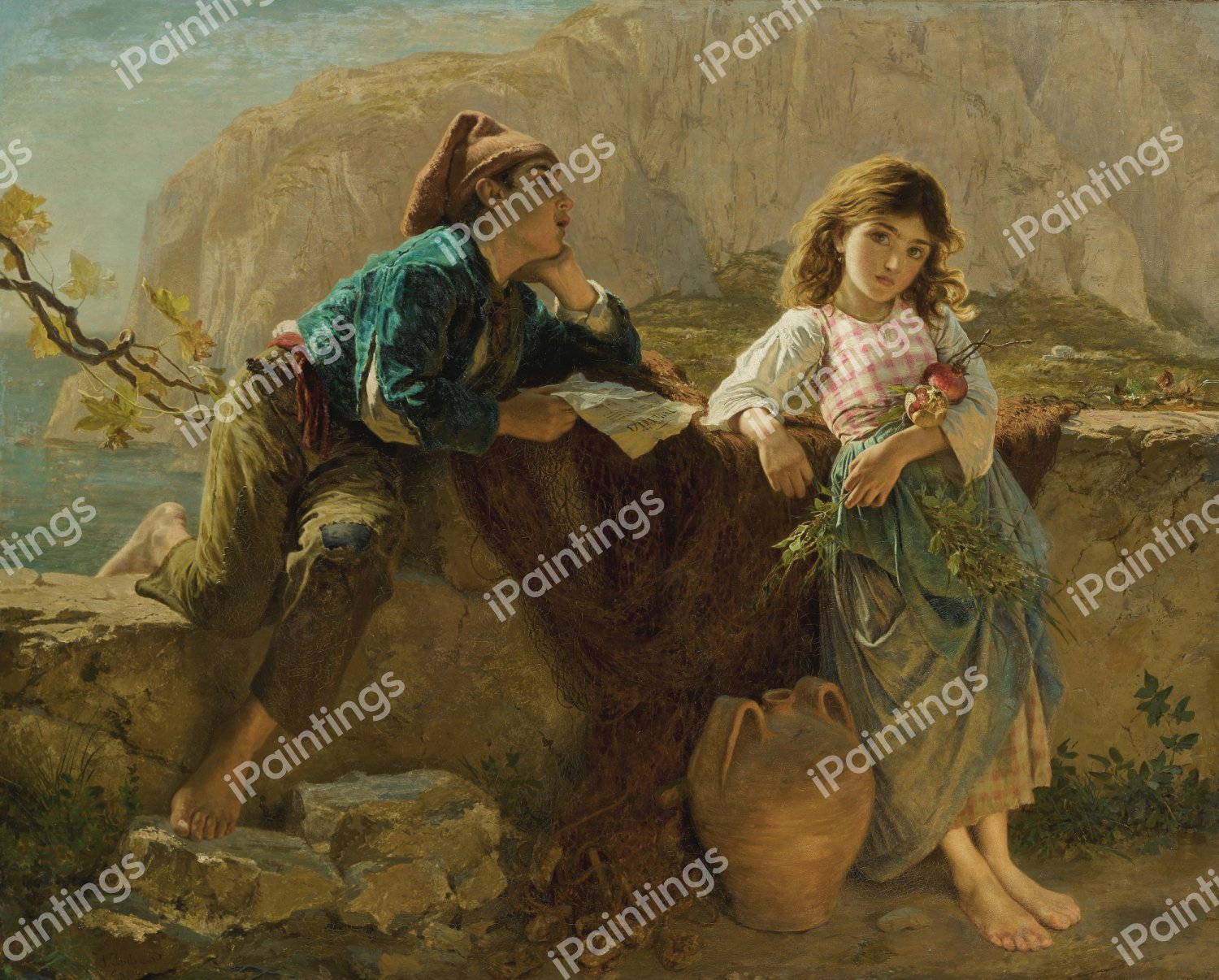 Fisherman's Children, Capri. The painting by Sophie Anderson