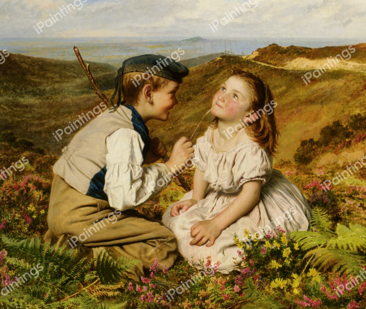 It's Touch and Go to Laugh or No. The painting by Sophie Anderson