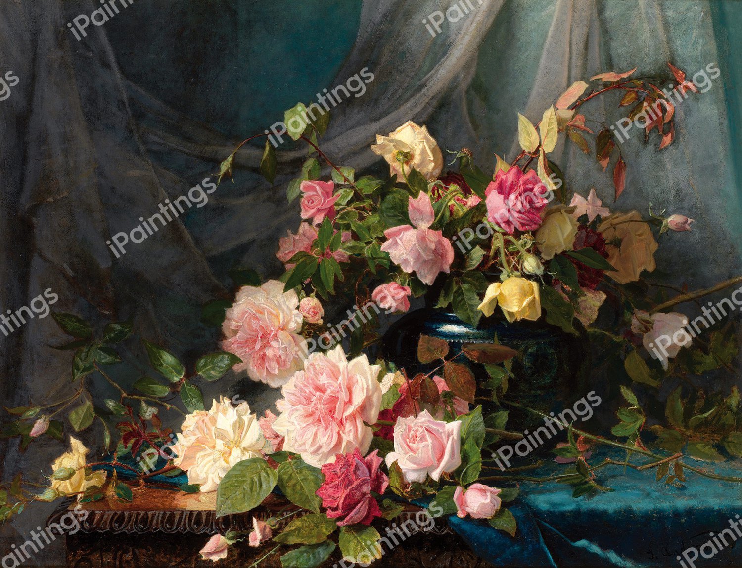 Roses. The painting by Sophie Anderson