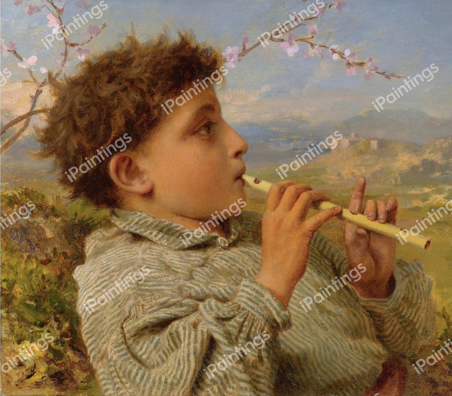 The Shepherd's Pipes, Capri. The painting by Sophie Anderson