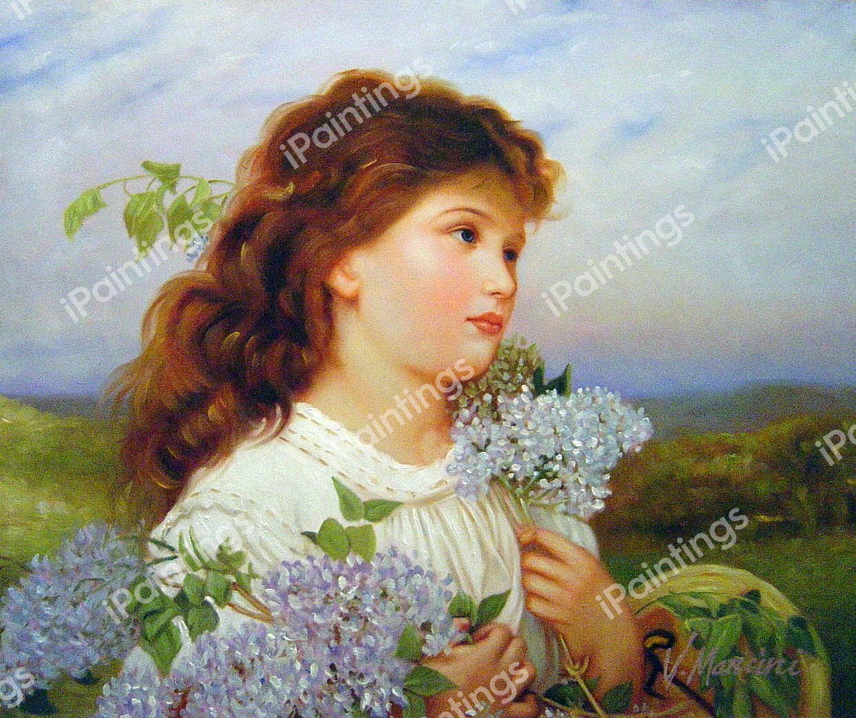 The Time Of The Lilacs. The painting by Sophie Anderson