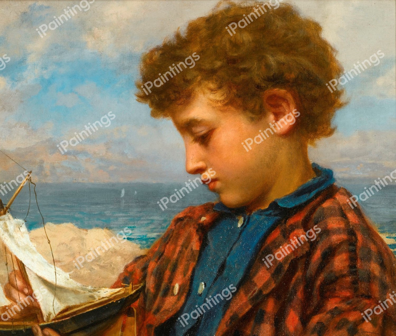 The Young Yachtsman. The painting by Sophie Anderson