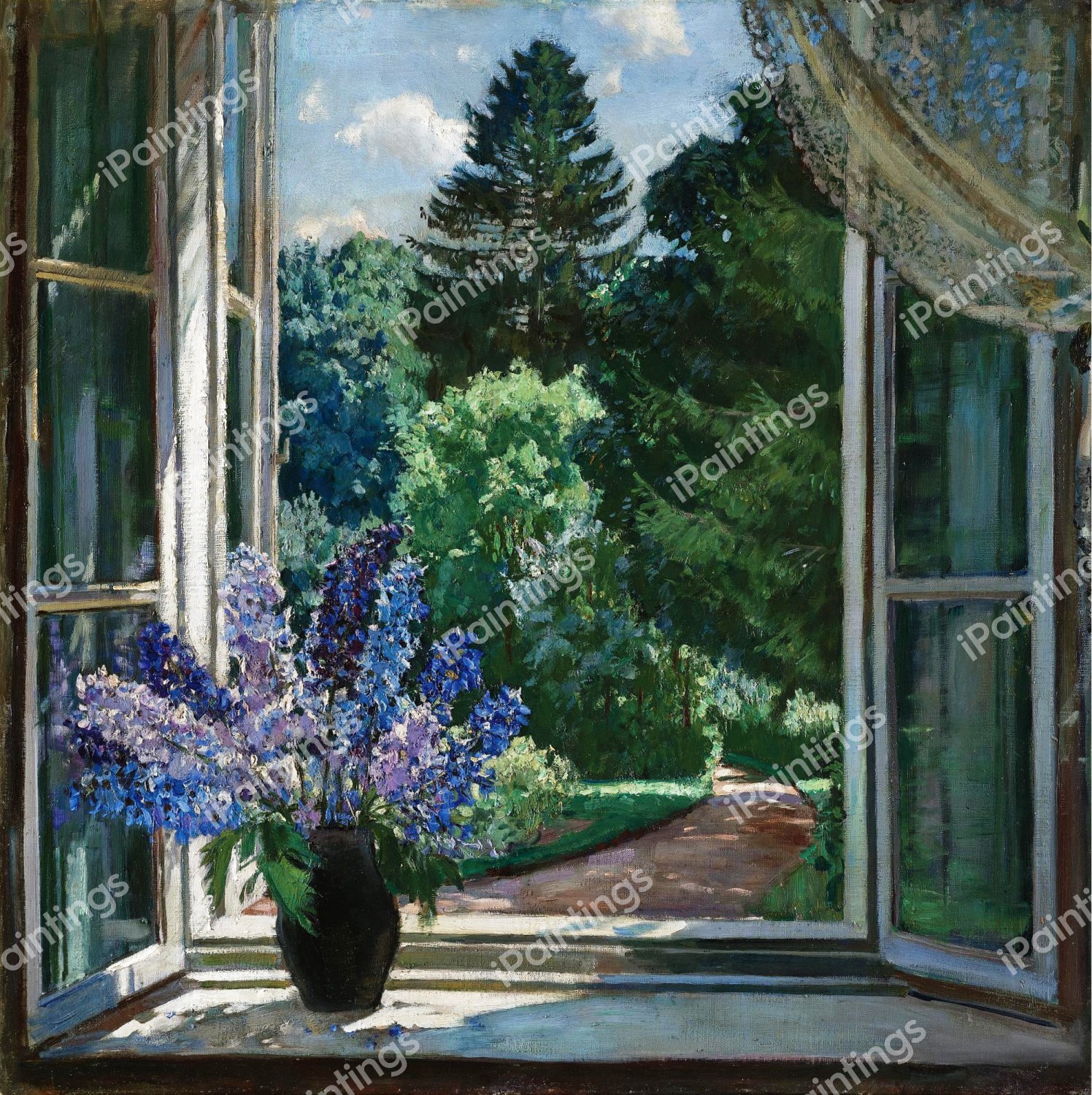 A Still Life of Lilacs. The painting by Stanislav Yulianovich Zhukovsky