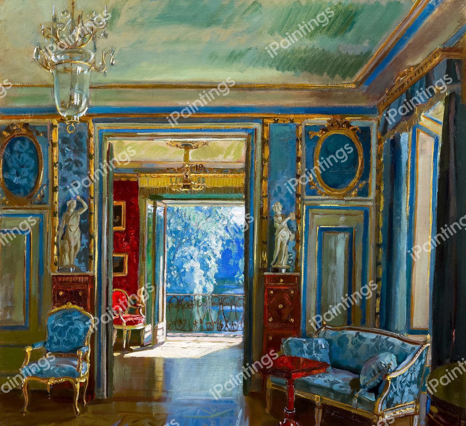 A Interior of the Royal Lazienki Palace, 1920. The painting by Stanislav Yulianovich Zhukovsky