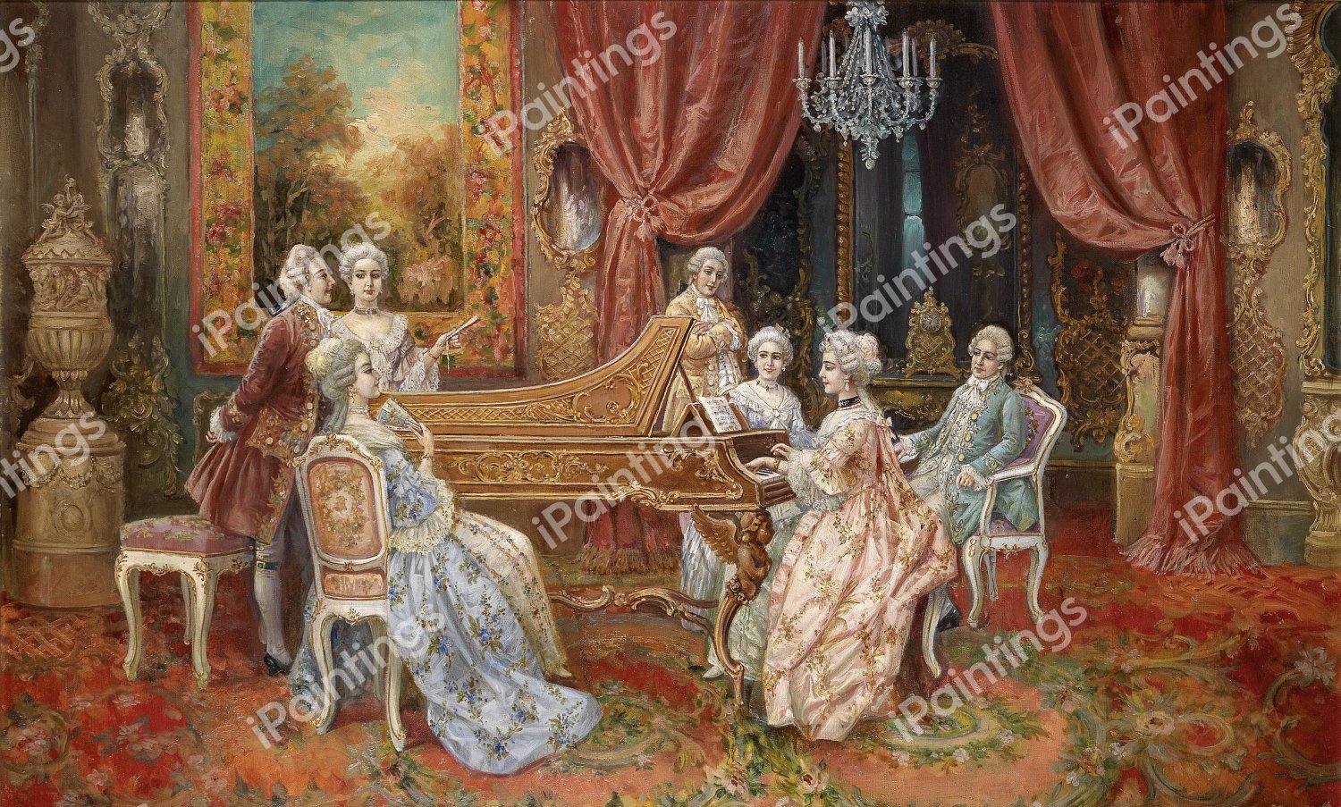 A Musical Entertainment at the Piano. The painting by Stephan Sedlacek