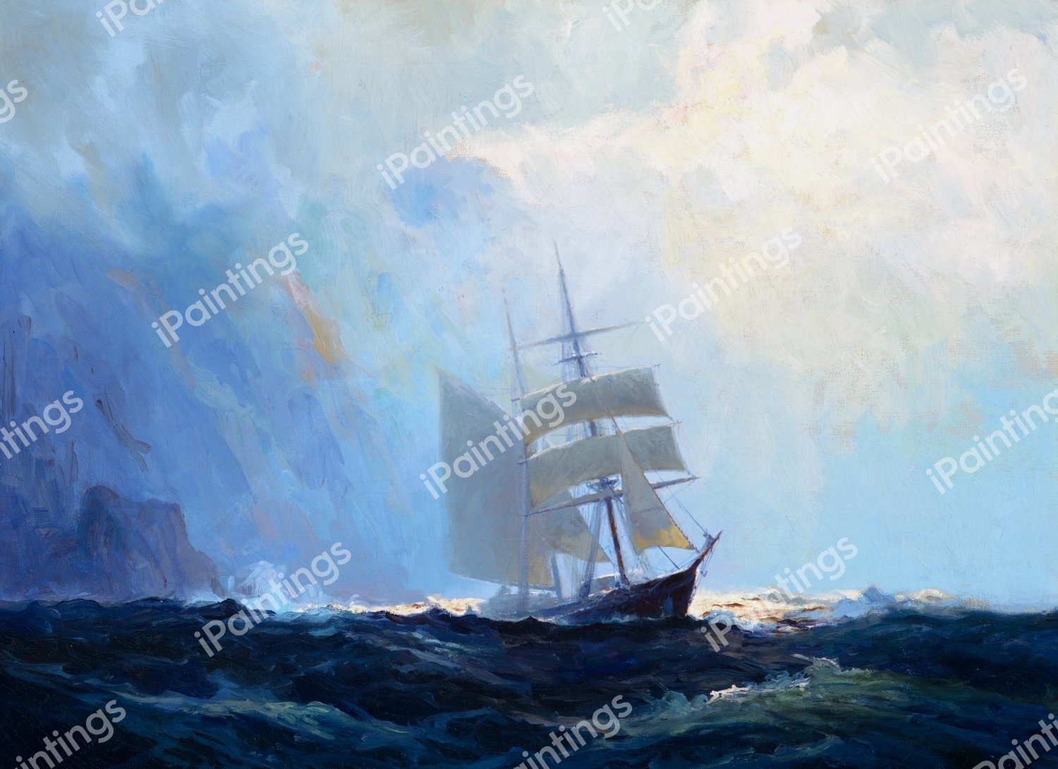 Clawing off a Lee Shore. The painting by Sydney Laurence