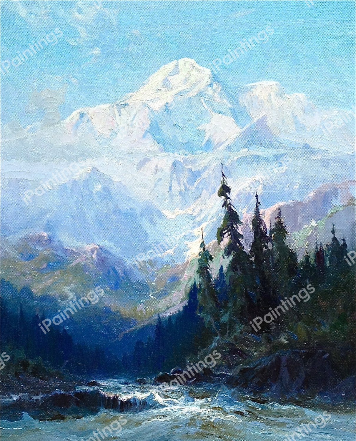 Mt McKinley Rapids of the Tokacheetna. The painting by Sydney Laurence