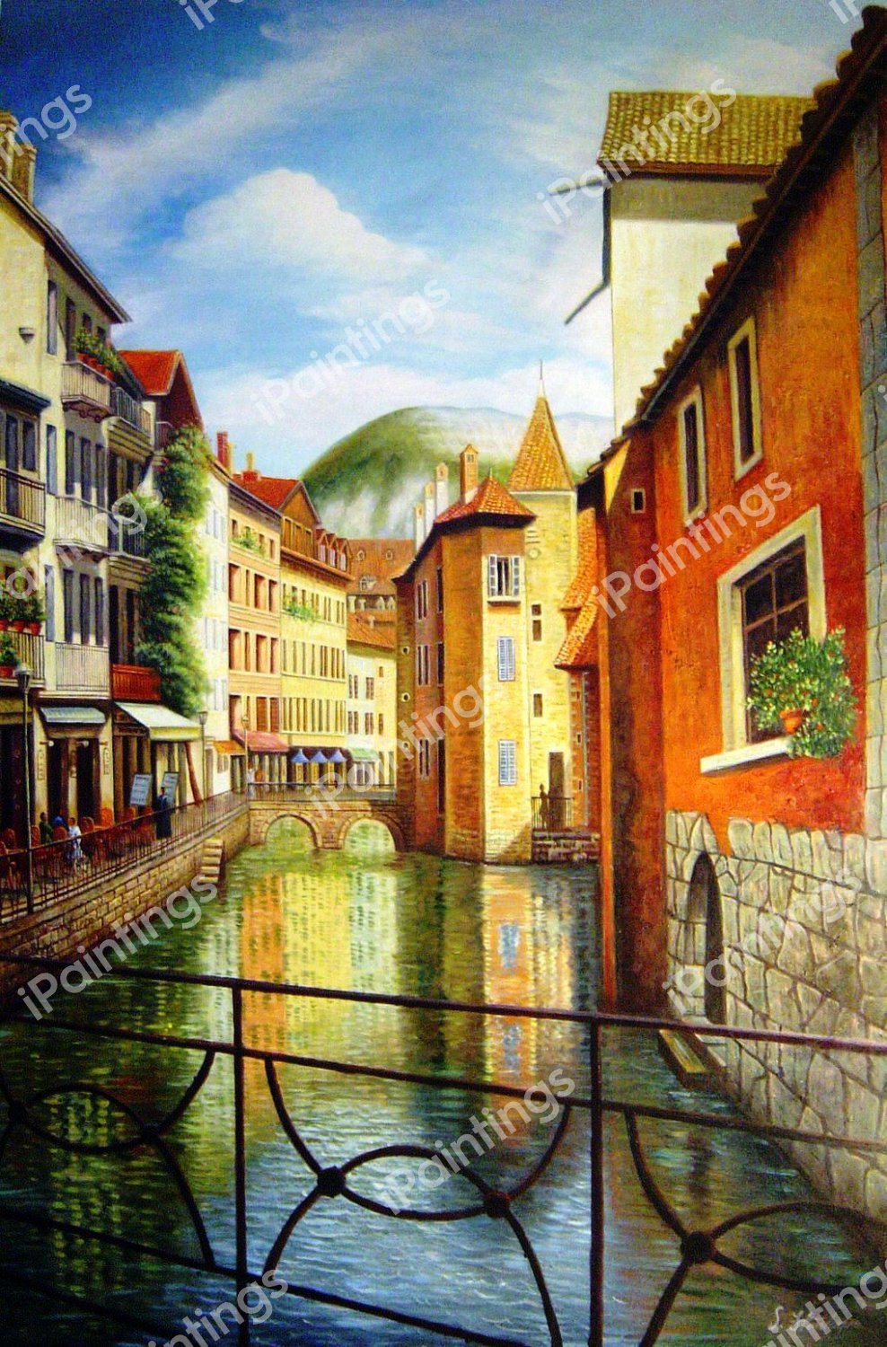 The Annecy Canal, France. The painting by Our Originals