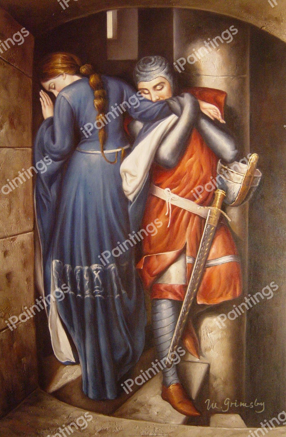 The Meeting On The Turret Stairs Painting by Sir Frederic William Burton