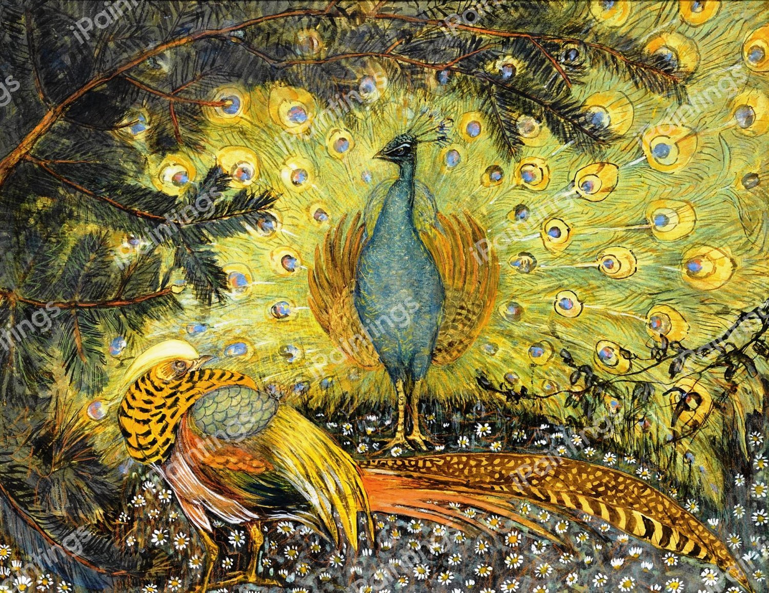 The Peacocks. The painting by Theo van Hoytema
