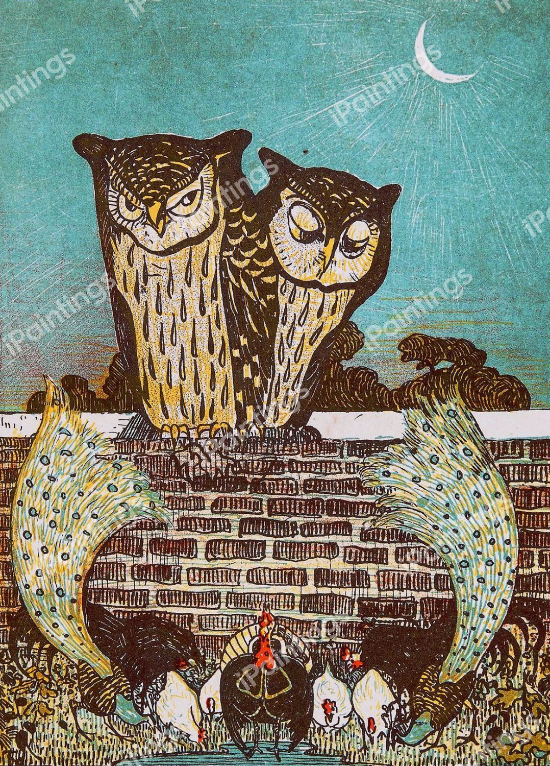 Uilen-Geluk. The painting by Theo van Hoytema