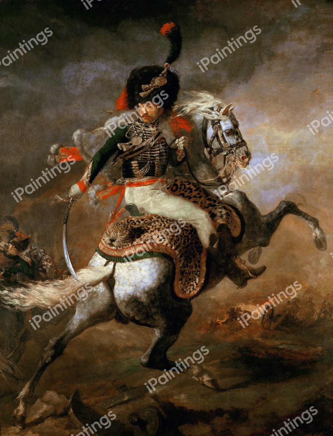 Officer of the Imperial Horse Guards Charging. The painting by Theodore Gericault