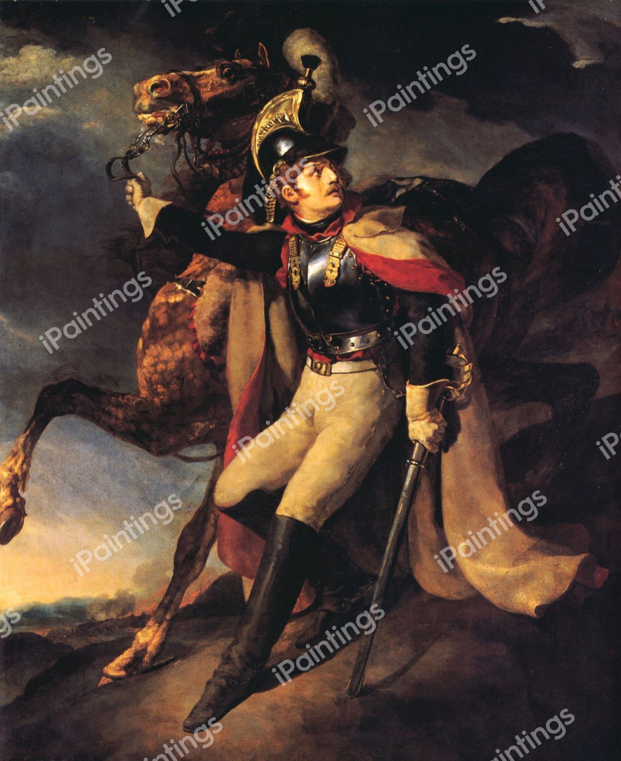 Wounded Cuirassier. The painting by Theodore Gericault