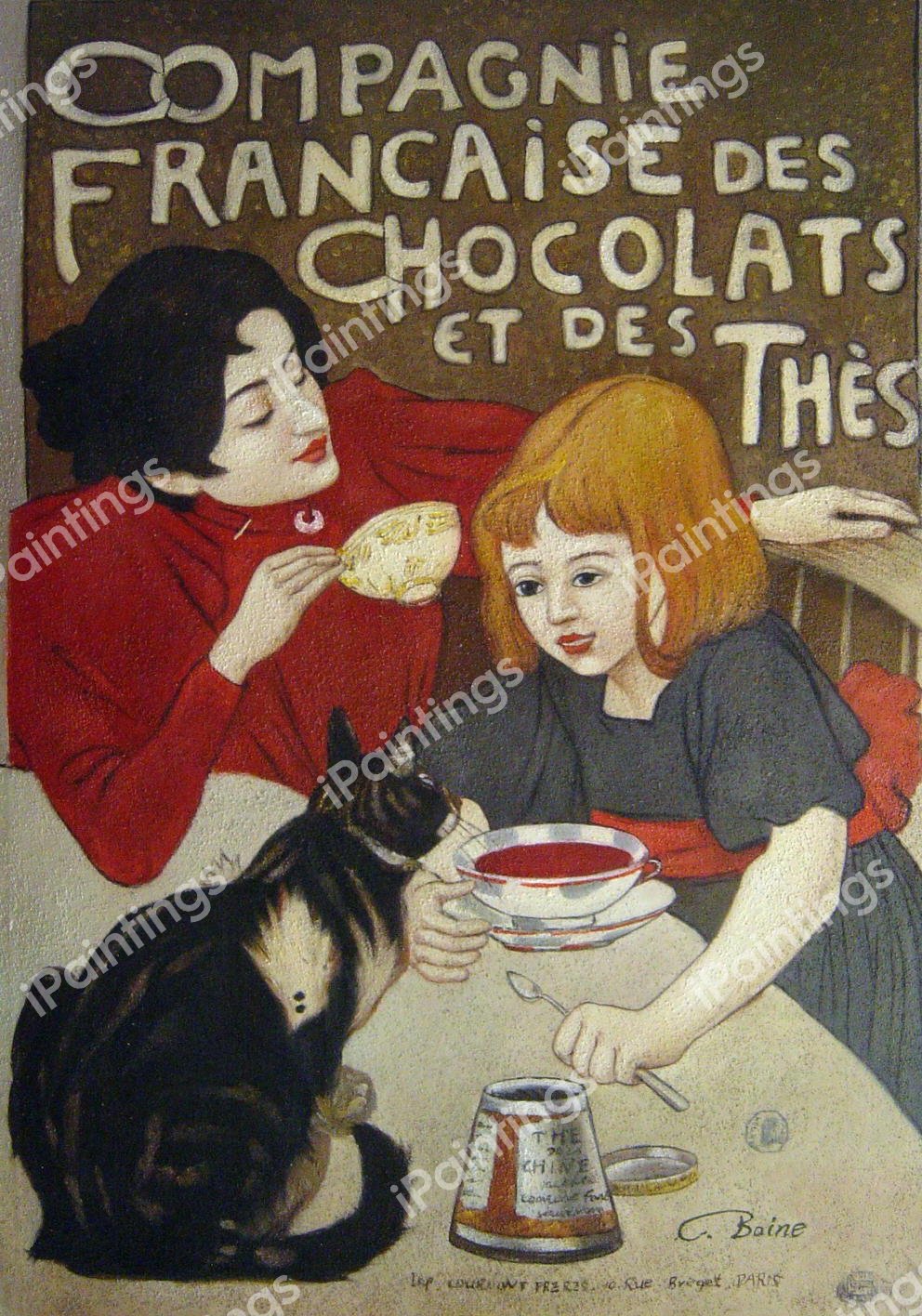 Compagnie Francaise des Chocolats et des Thes. The painting by Theophile Alexandre Steinlen