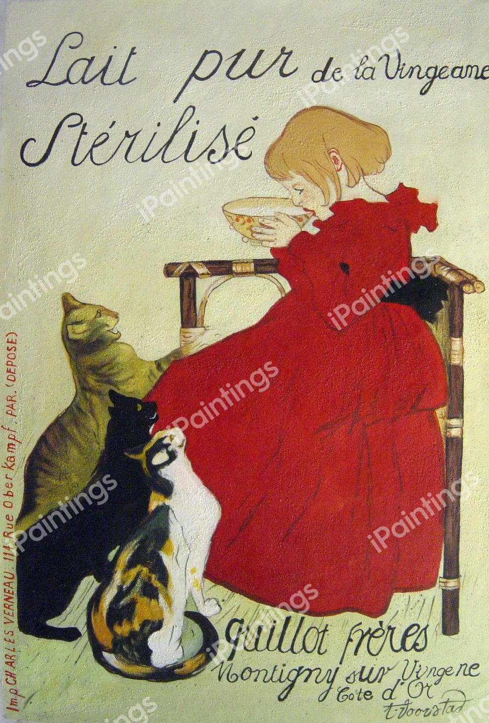 Lait pur Sterilise de la Vingeanne. The painting by Theophile Alexandre Steinlen
