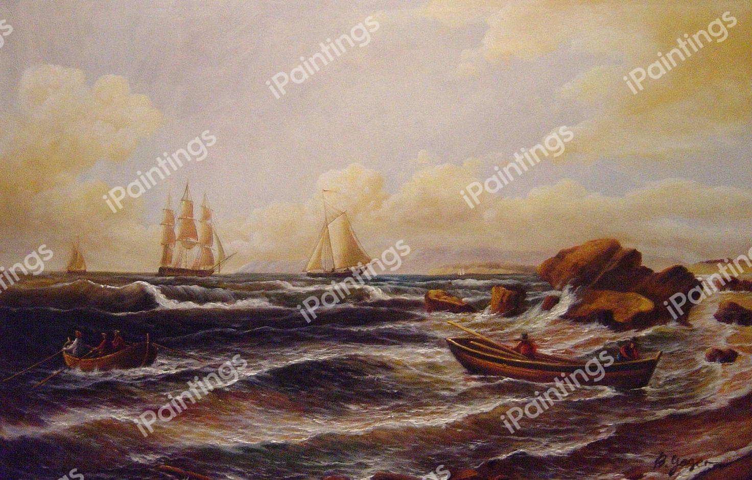 Going Ashore. The painting by Thomas Birch