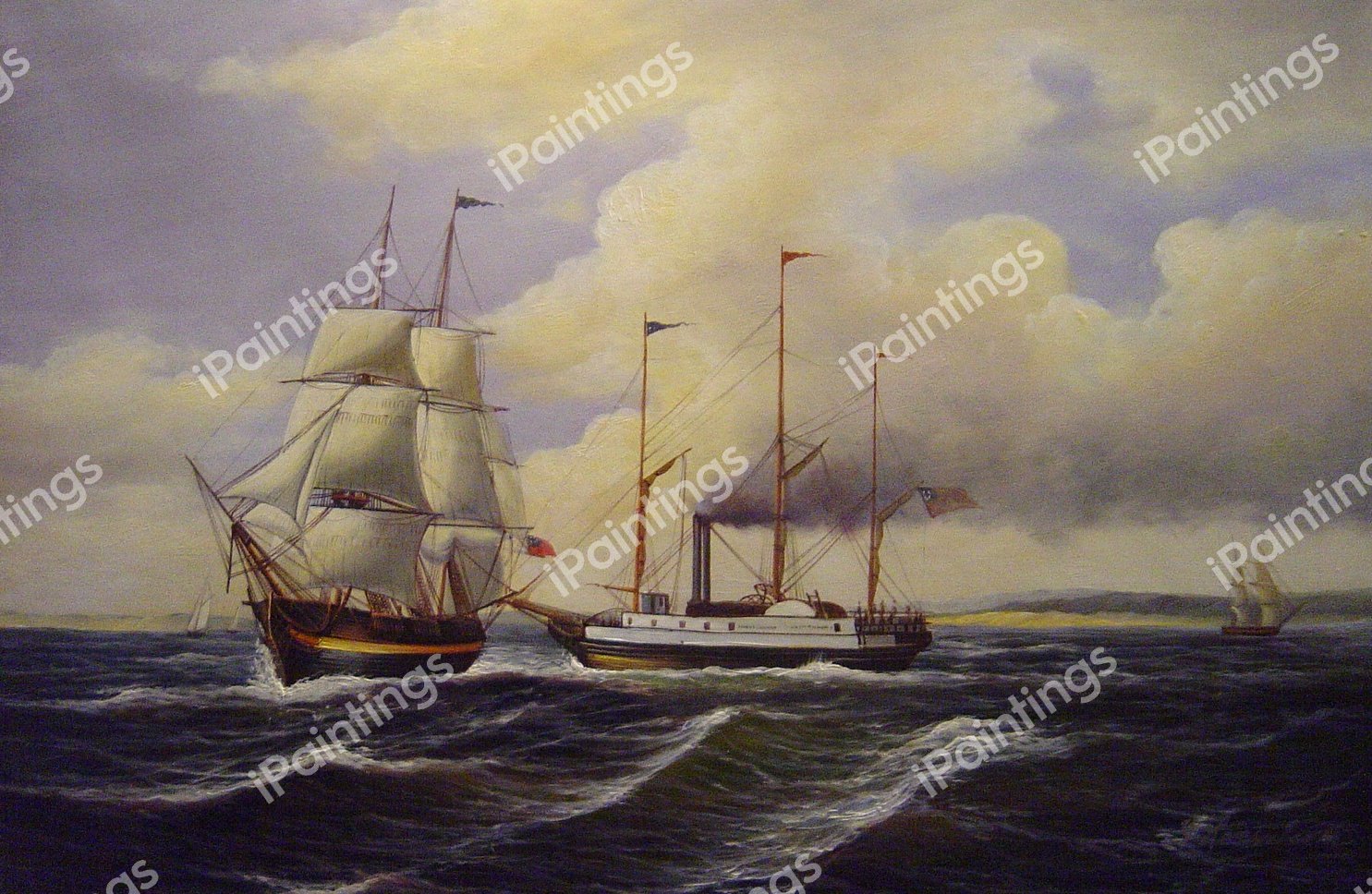 The Steamsailor Benjamin Franklin. The painting by Thomas Birch